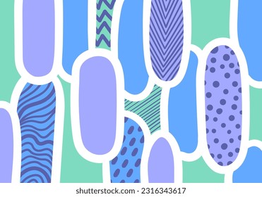 vector colorful doodle freeform geometric shape and white border patterns abstract background
