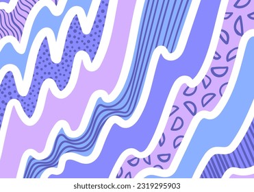forma de onda de onda geométrica de doodle de color vectorial y patrones de borde blanco de fondo abstracto