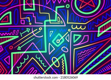 fondo de líneas geométricas de doodle de color vectorial
