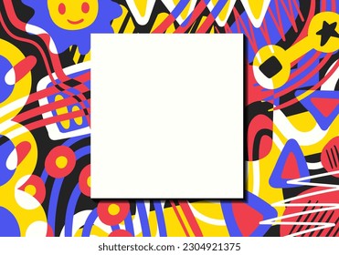 vector colorful doodle geometric and white space children design background