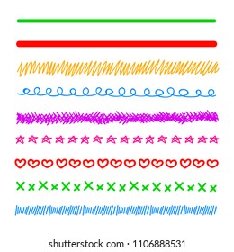 Vector Colorful Doodle Lines, Hand Drawn Illustration.