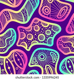 vector colorful doodle shape seamless pattern on violet