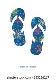 Vector colorful doodle snowflakes flip flops silhouettes pattern frame
