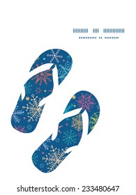 Vector colorful doodle snowflakes flip flops silhouettes pattern frame
