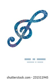 Vector colorful doodle snowflakes g_clef musical silhouette pattern frame