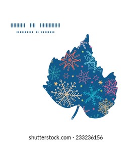 Vector colorful doodle snowflakes leaf silhouette pattern frame