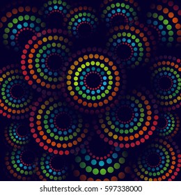Vector Of Colorful Dot And Circle Abstract background.Looks Like Fireworks or Flower