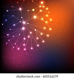 vector colorful dots and branch background