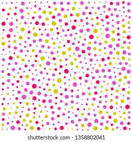 Vector colorful dotted seamless pattern. Multicolored decorative design card.Holiday pattern abstract background. Isolated dots for your design.