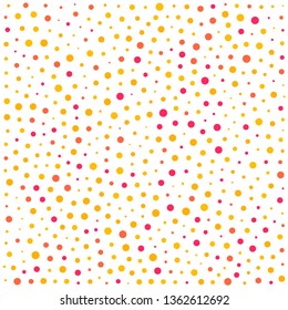 Vector colorful dotted seamless pattern. Multicolored decorative design card. Holiday pattern abstract background. Isolated dots for your design.