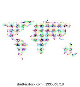 Vector Colorful Dotted World Map Isolated on White Background