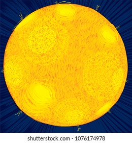 Vector colorful drawing of the sun - the star of the solar system