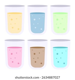 vector of colorful drinks glasses