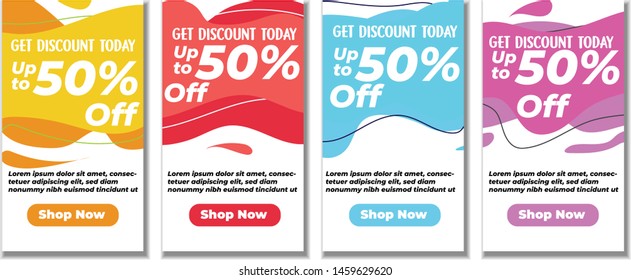 Vector Colorful Dynamic modern fluid mobile for sale banners. Sale banner template design, Flash sale special offer set and can use for instagram