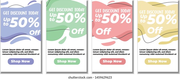 Vector Colorful Dynamic modern fluid mobile for sale banners. Sale banner template design, Flash sale special offer set and can use for instagram