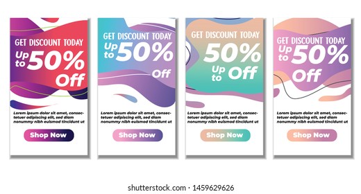 Vector Colorful Dynamic modern fluid mobile for sale banners. Sale banner template design, Flash sale special offer set and can use for instagram