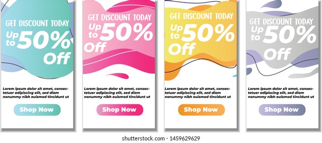 Vector Colorful Dynamic modern fluid mobile for sale banners. Sale banner template design, Flash sale special offer set and can use for instagram