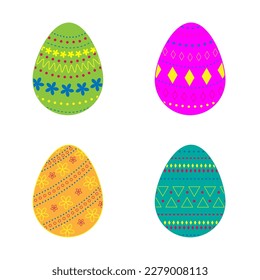 Vector colorful Easter eggs with a pattern on a white background
