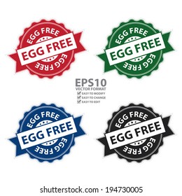 Vector : Colorful Egg Free Stamp, Label, Sticker, Icon or Badge Isolated on White Background 