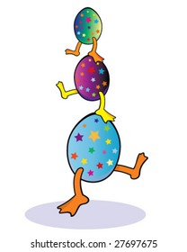 vector colorful eggs balancing