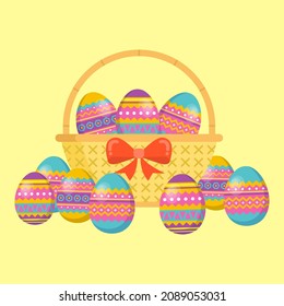  vector colorful eggs in basket