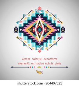 Vector colorful elements on native ethnic style