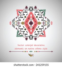 Vector colorful elements on native ethnic style