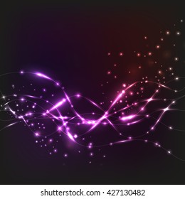 Vector colorful energy background from particle wave for design. Abstract background, wallpaper, vector template.