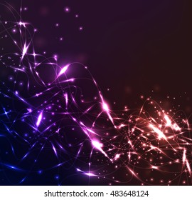 Vector colorful energy background from particle wave for design. Abstract background, wallpaper, vector template.
