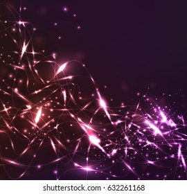 Vector colorful energy background from particle wave for design. Abstract background, wallpaper, vector template.