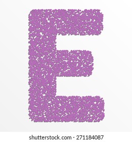 Vector colorful English or Latin alphabet items with grain texture, letter E