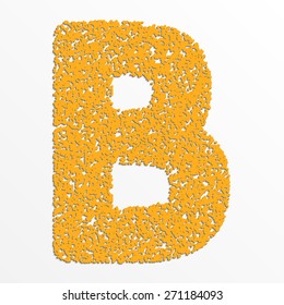 Vector colorful English or Latin alphabet items with grain texture, letter B