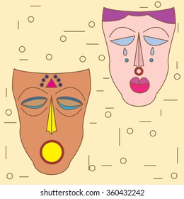 Vector colorful ethnic African mask