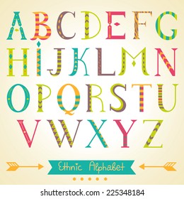 Vector colorful ethnic alphabet.