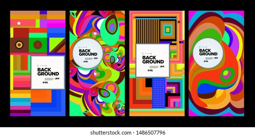 Vector Colorful Ethnic Geometric Pattern Background Set. Pattern Background Illustration for Banner, Poster, Cover,Packaging Design Template. Autumn and Thanks giving Background.
