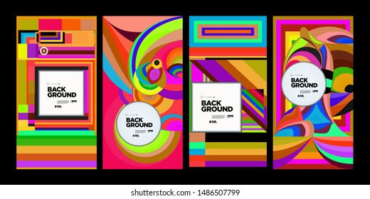 Vector Colorful Ethnic Geometric Pattern Background Set. Pattern Background Illustration for Banner, Poster, Cover,Packaging Design Template. Autumn and Thanks giving Background.
