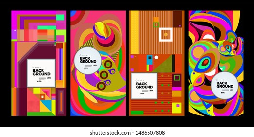 Vector Colorful Ethnic Geometric Pattern Background Set. Pattern Background Illustration for Banner, Poster, Cover,Packaging Design Template. Autumn and Thanks giving Background.
