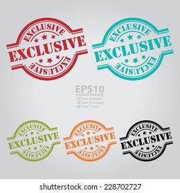 Vector : Colorful Exclusive Stamp, Icon, Sticker, Badge Or Label Isolated On White Background 