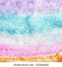 Vector Colorful explosion of confetti. Coloured glitter and sprinkles. Grainy abstract holiday illustration. Multi colored texture