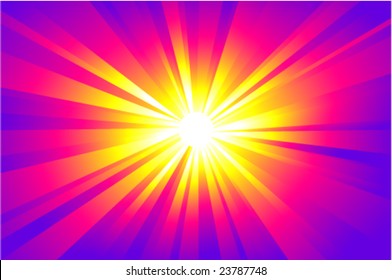 VECTOR Colorful explosion of light with casual rays.