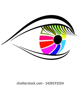 Vector Colorful Eye Icon Isolated on White Background.