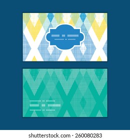 Vector colorful fabric diamond horizontal frame pattern business cards set