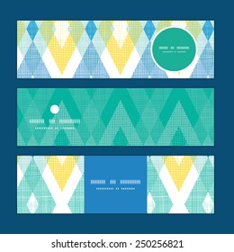 Vector colorful fabric ikat diamond horizontal banners set pattern background