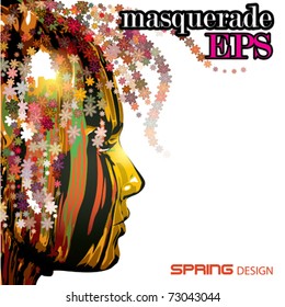 Vector Colorful Face. Spring Design