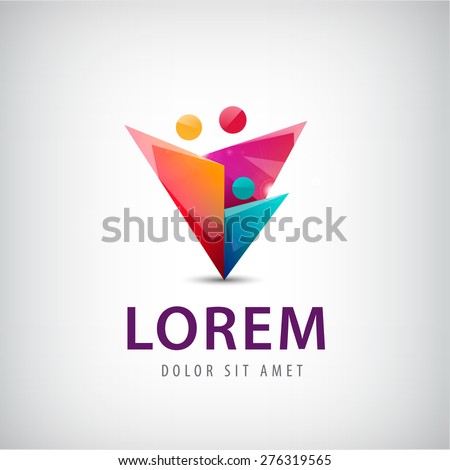vector colorful family logo, icon of 3 people. People logo, team, human, group, friendship 