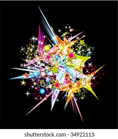 VECTOR Colorful Fantasy Elements and Abstract Shapes Background