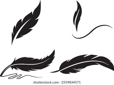 vector colorful feather, fan, feather ornamental design objects