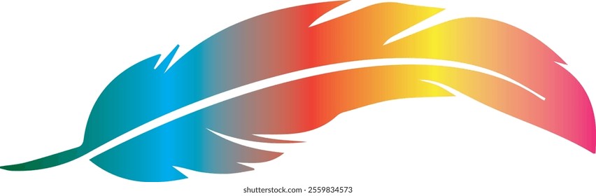 vector colorful feather, fan, feather ornamental design objects