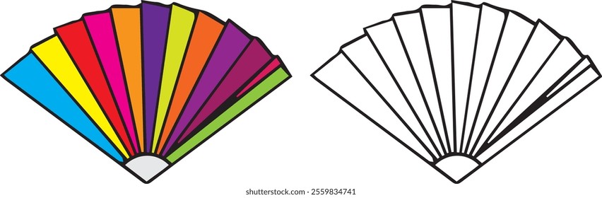 vector colorful feather, fan, feather ornamental design objects