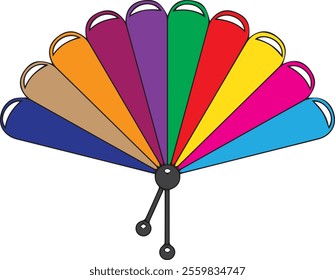 vector colorful feather, fan, feather ornamental design objects